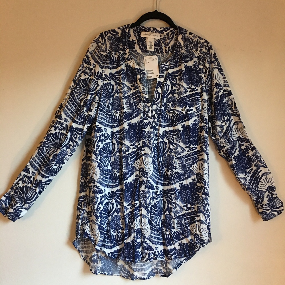 H&M Blue/White Top